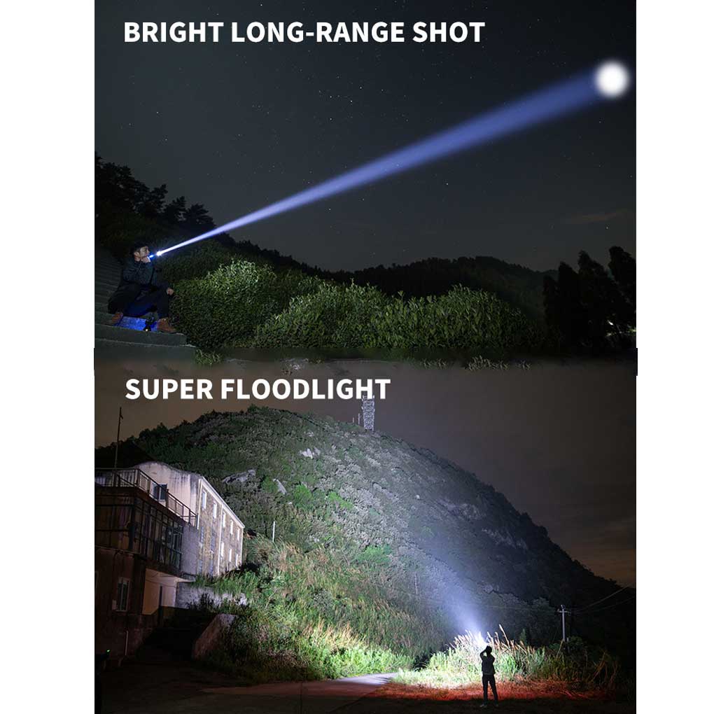 Torch Handheld XHP90 Lamp Camping Working Tactical Portable Flashlight Rechargeable Powerful Outdoors White Multi-use