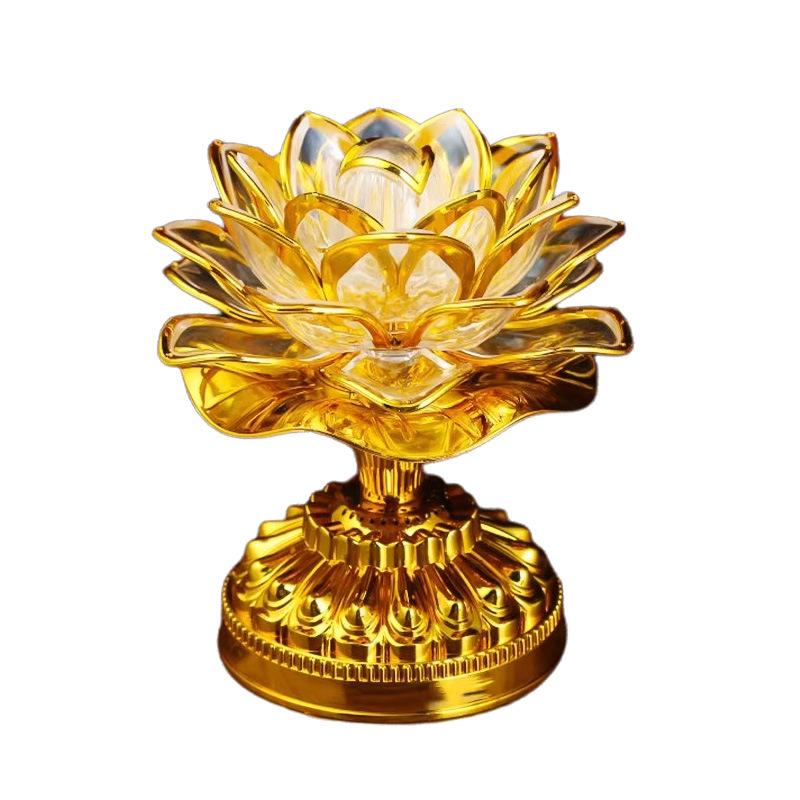 

Семицветная светодиодная лампа для подношений в виде лотоса, долго горящая, для дома и алтаря