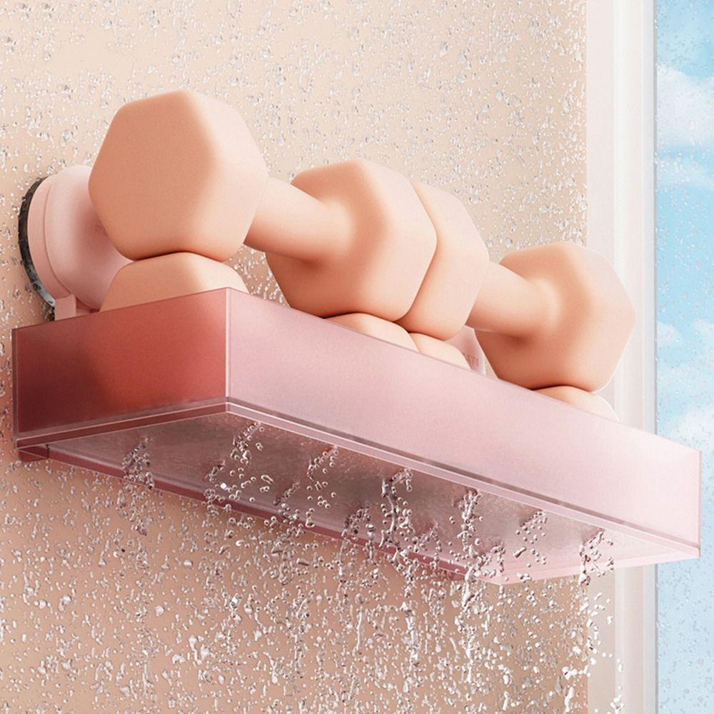 Frosted Suction Cups Shower Shelves Wall Mounted Cosmetics Storage Rack  For Home