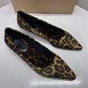 Fashion 2025 Spring Elegant Pointed Toe Office Lady Shoes Comfortable Low Heel Wedge Fashion Leopard Leather Women's Mary Jane Shoes