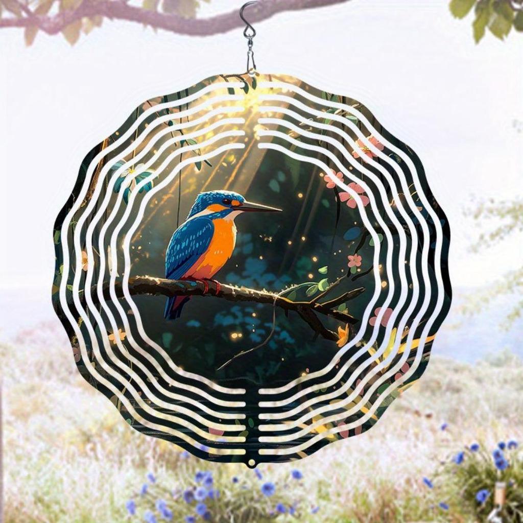 Blue Bird 2D Metal Wind Chime - Handcrafted Outdoor Garden Decor with Soothing Melodies, Vibrant Bird Design for Patio