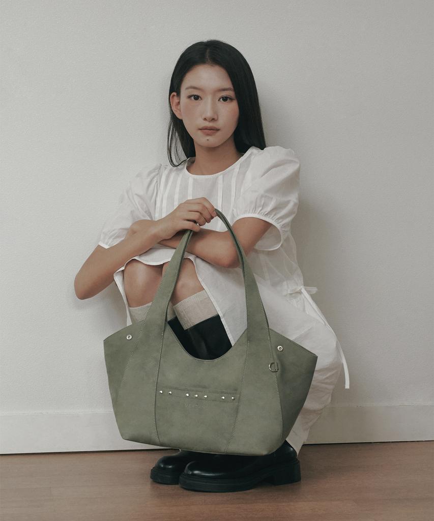 Verdan Aube Suede Shopper Bag_Green