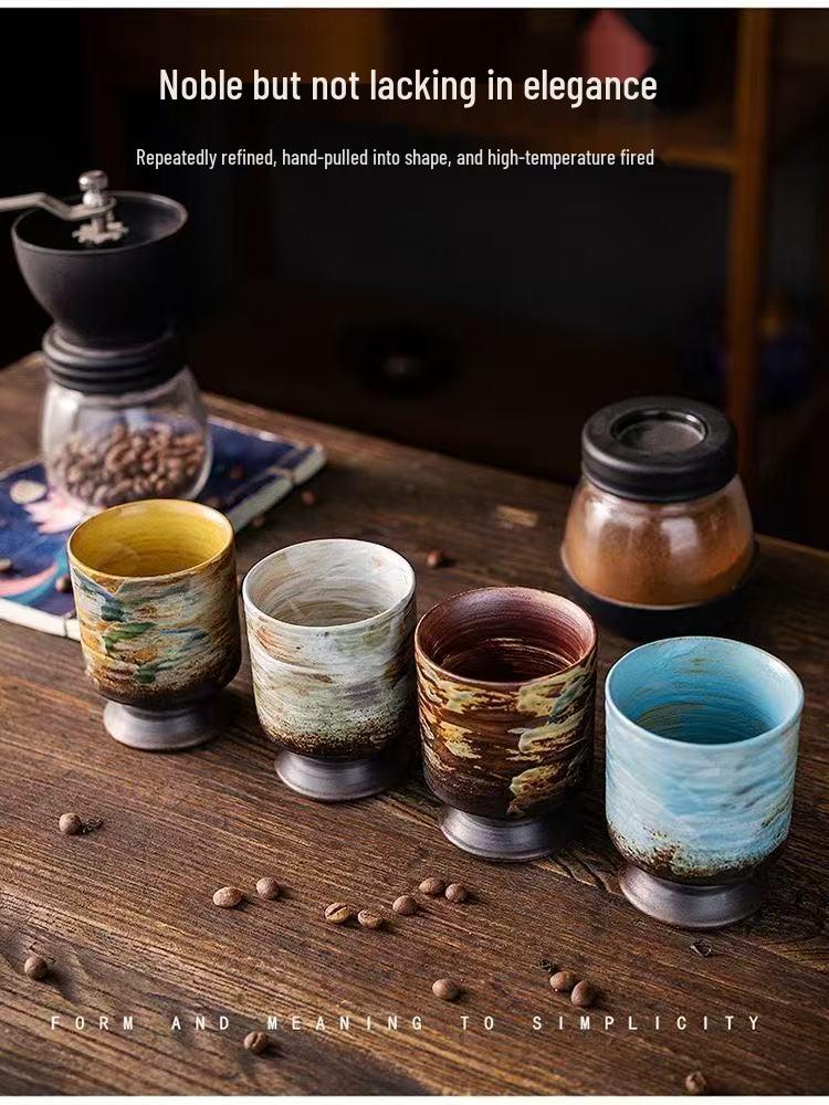 Handbemalte Keramik Kaffee- & Teetasse - Retro Japanisches Ofendesign