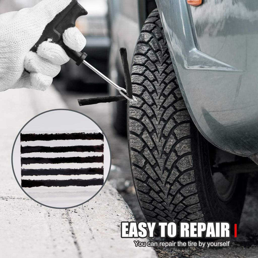 Tire Repair Strings 90Pcs 4" Black, Automotive Tool Tire Repair Plugs For Tubeless Off-Road Tires Car, Bike, ATV, UTV, Wheelbarrow, Mower