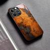 Phone Case Resin Wood Art Spliced Tempered Glass Phone Case Black for IPhone 12/13/14/15/1617/17Pro/18Pro Max Cover Hard Shell