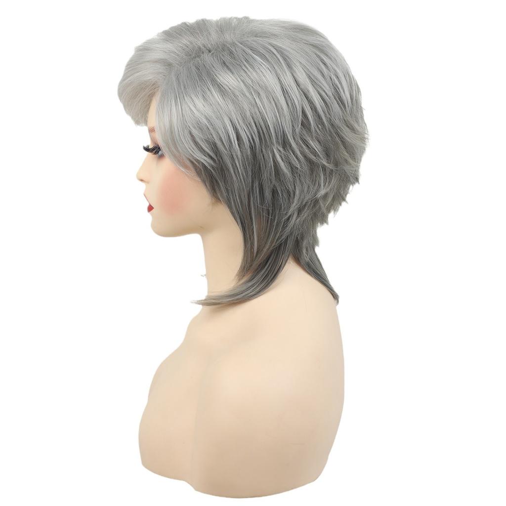 Wig High Temperature Silk Granny Grey Silver Short Hair European American Set Wigs