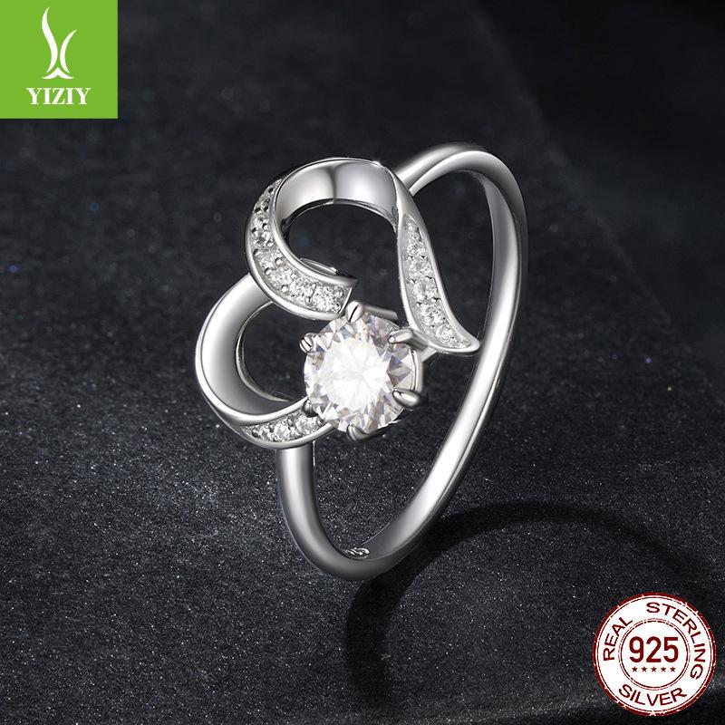 Cross-Border Love Is Eternal, Mozzarella Diamond Ring, Super Flash Ring, Heart-Shaped Fashion Wedding Ring For Women