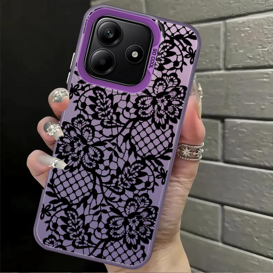 Back Phone Cover Case for Xiaomi Redmi A5 K60 12C 14C 13C A1 A2 Plus 10C Note 9 10 9T 9C Black Cool Lace