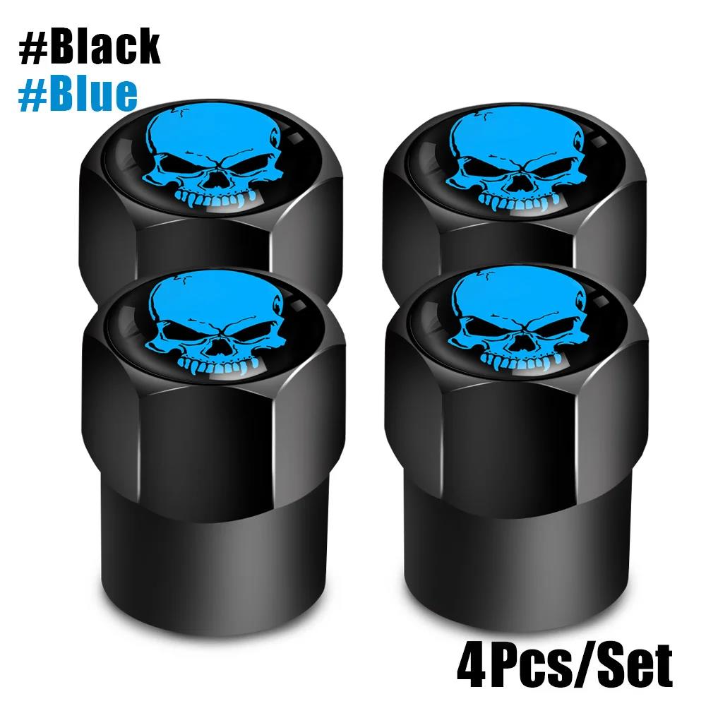 4Pcs/Set Skull Tire Valve Stem Cap Corrosion Resistant Dust Proof Cover Universal Fit for Car Bicycle Truck Motorcycle Stem Caps1