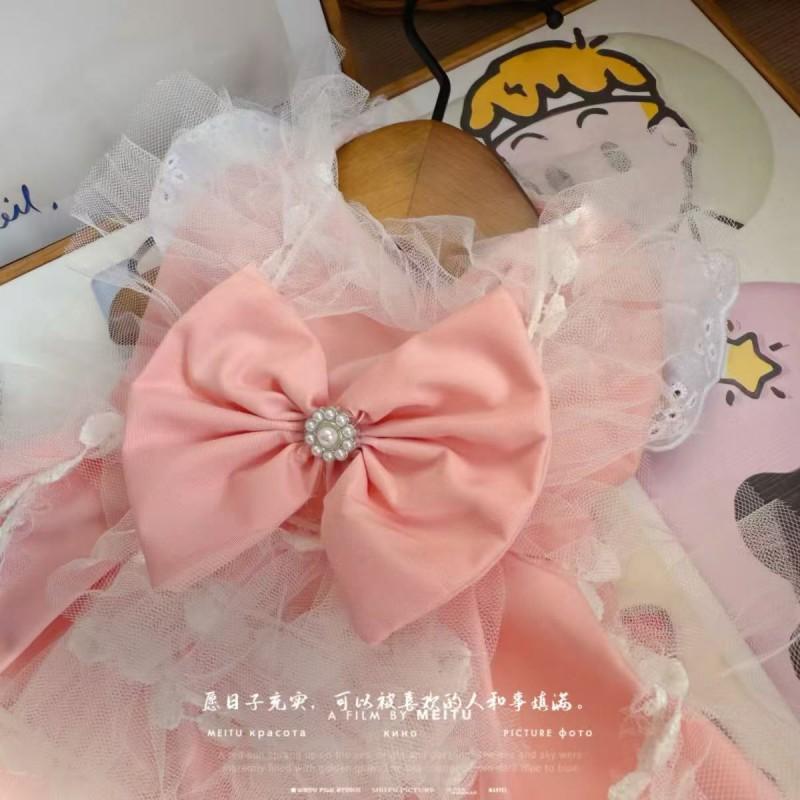 Elegant Pearl-Embellished Dog Dress Small Breeds Winter Princess Style Costume Maltese Bichon