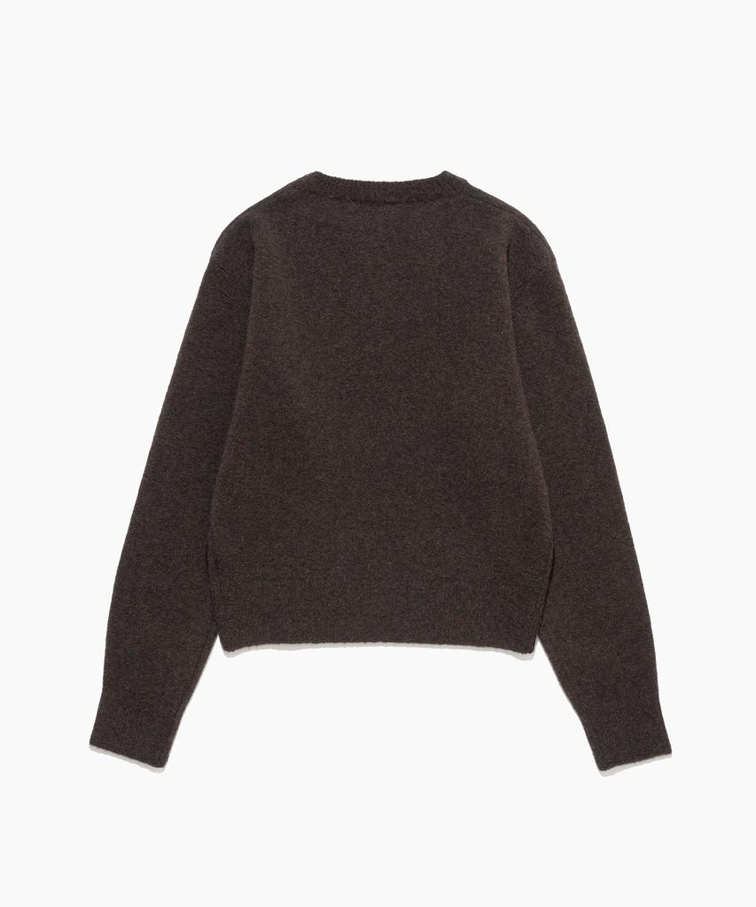 Tudument Wool Round Knit Pullover Brown
