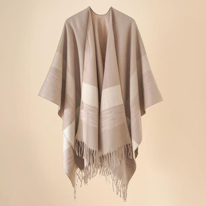 Imitation Cashmere Winter Layers Poncho For Women Men Tassel Scarf Warm Female Male Capa Para Mujer Pashmina Scarve Wrap Shawl