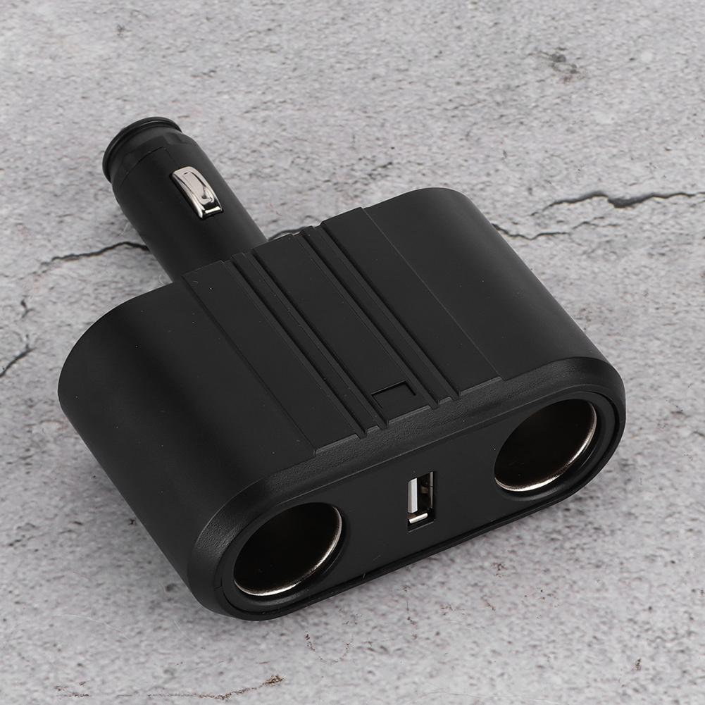 Universal Car 2 Way Cigar Lighter Splitter Charger Adapter with USB Fast Charge Port 12 24V
