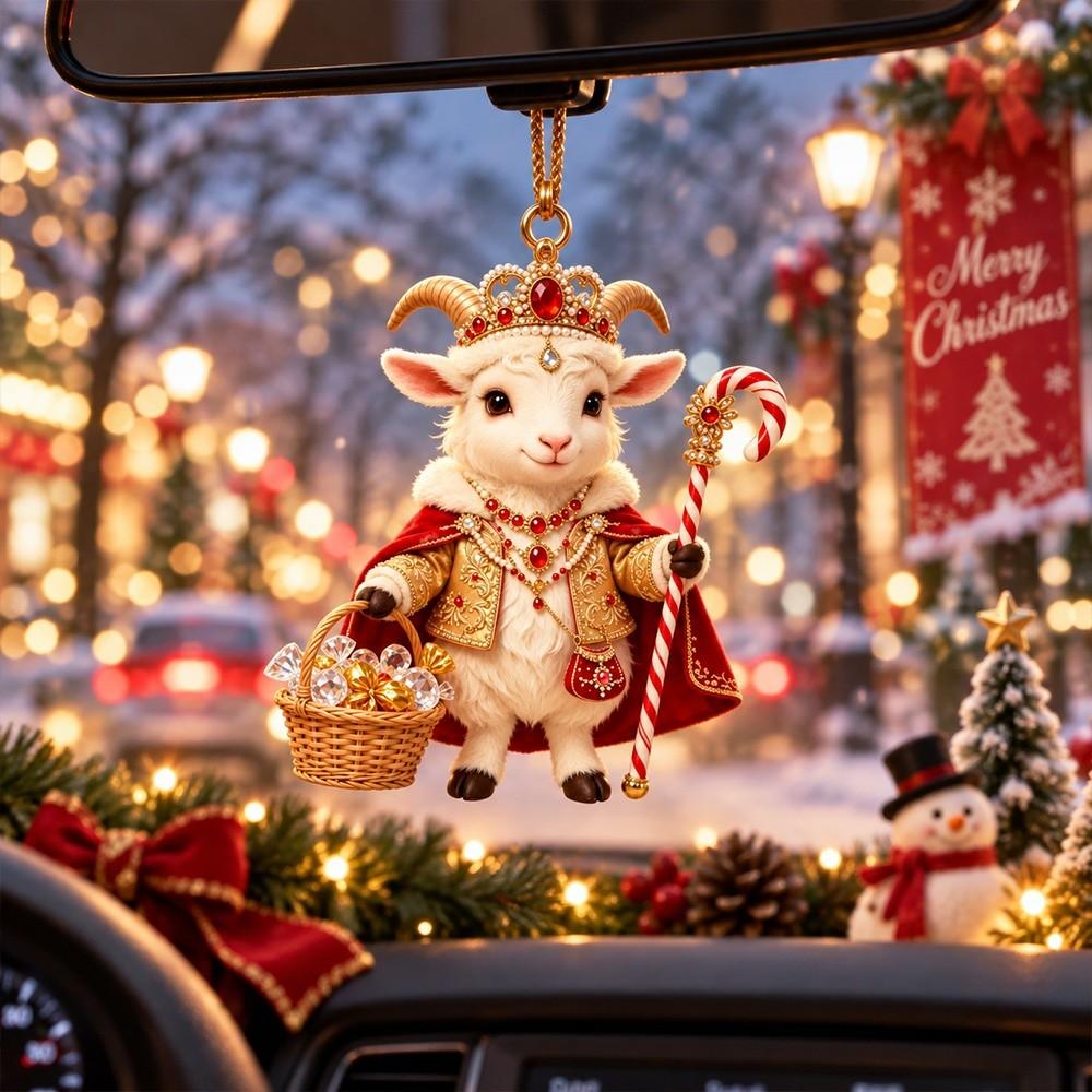 Shining Goat Hanging Ornament Set Acrylic Christmas Tree Ornament Keychain Shop Window Display