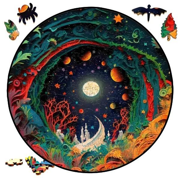 

Earth Scenery Round Wooden Puzzle Art One-Of-A-Kind Shaped Pieces Wooden Playthings designed for Adults Ideal Xmas birth date Landscaping Present -A8541