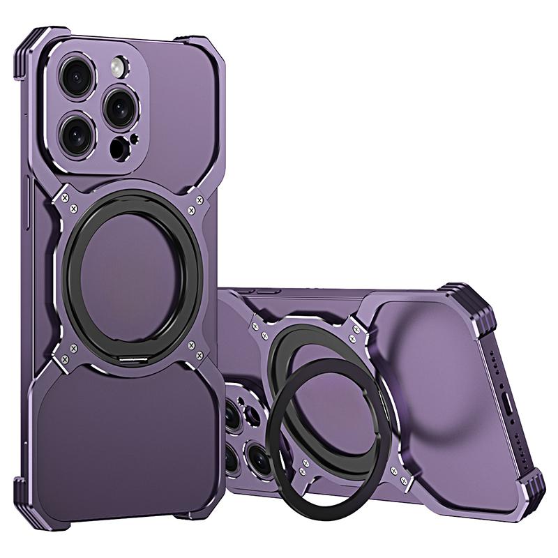 For iPhone 14 Pro Kickstand Case Frameless Metal Bumper Phone Cover Compatible with MagSafe