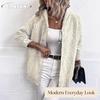 JPNTKY Women's Vintage Casual Solid Color Print Summer Spring Long Sleeve Jackets & Coats