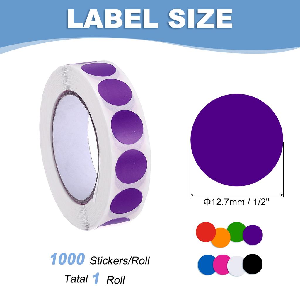 1000Pcs Colored Dot Stickers Color Coding Labels Blank Circle Stickers Adhesive Round Price Stickers for Office 12.7mm 19mm 25mm