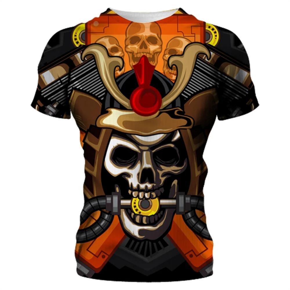 2025 Fashion Samurai Mask Graphic T-shirts For Men Harajuku Streetwear 3d Print Short Sleeve Round Neck Male Tops