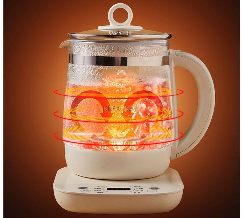 1.5L Household Electric Kettle Automatic Portable Multi Cooker Glass Health Preserving Pot Tea Dessert Cooking Pot 220V