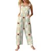 Women's Valentine's Day Printed Casual Loose Retro Cotton Linen Overalls With Pockets