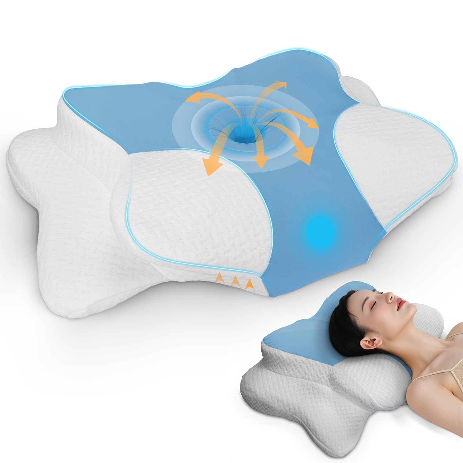 

wowtron Сон Пена с памятью Нет шеи Специализированная для шеи Медленная Дышащая Высококачественный Полиуретан Улучшает 60D Тройная Низкая и Высокая Подушка-бабочка