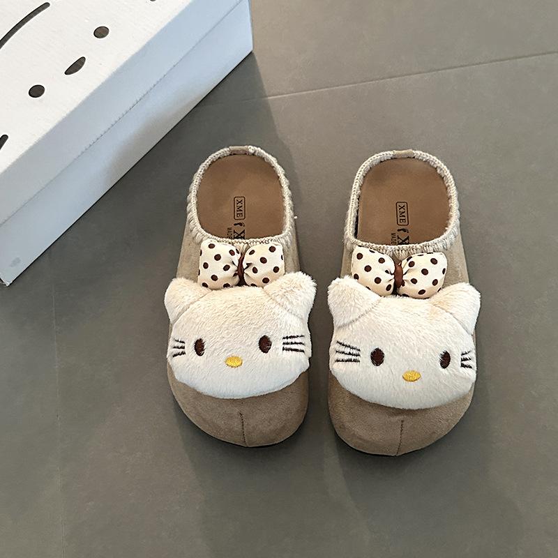 Three-dimensional Cat Bag Head Versatile Casual Slippers Women's Autumn and Winter Retro Cute Cartoon Outer Wear Thick-bottomed Bag Head Mop