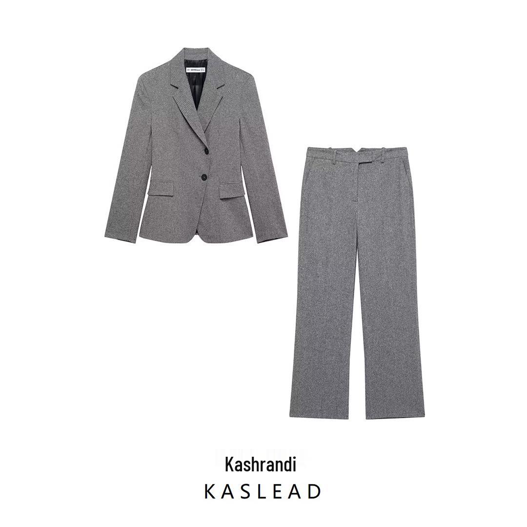 

2025 Spring Women s European & American Style Lapel Suit Jacket with Long Pants M