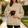 Damen Freizeit Langarm Rollkragen Sweatshirt Pullover mit Haustier-Tasche für den Alltag