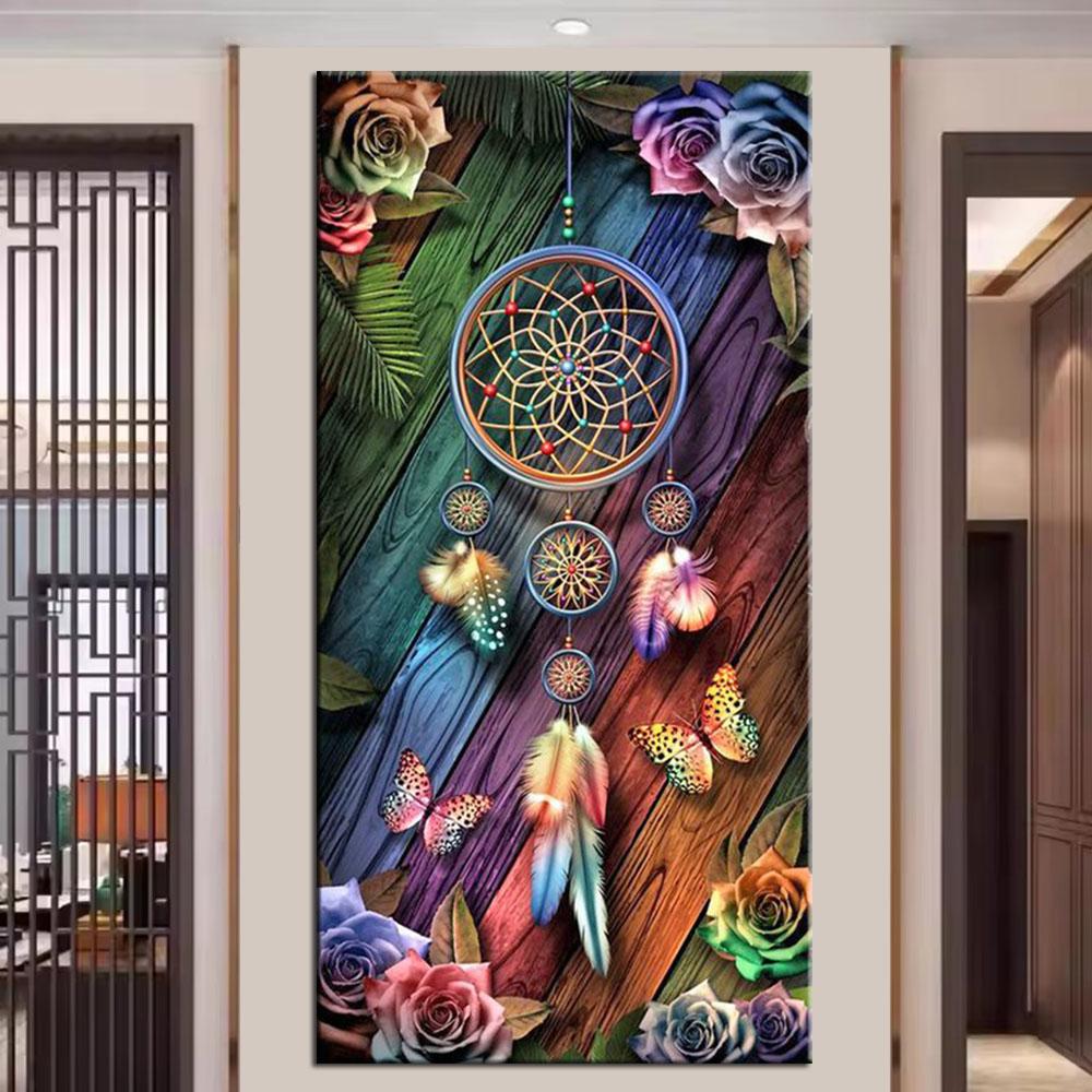 Duży Rozmiar Mozaika DIY Pełne Zestawy do Malowania Diamentami Sztuka Piękny Łapacz Snów Haft Krzyżykowy Cyrkonie