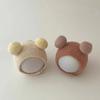 Children Acrylic Hat Kids Warm Hat Kids Winter Hat with Bear Ear Design Button Closure Elastic Band Solid Color Winter Cap