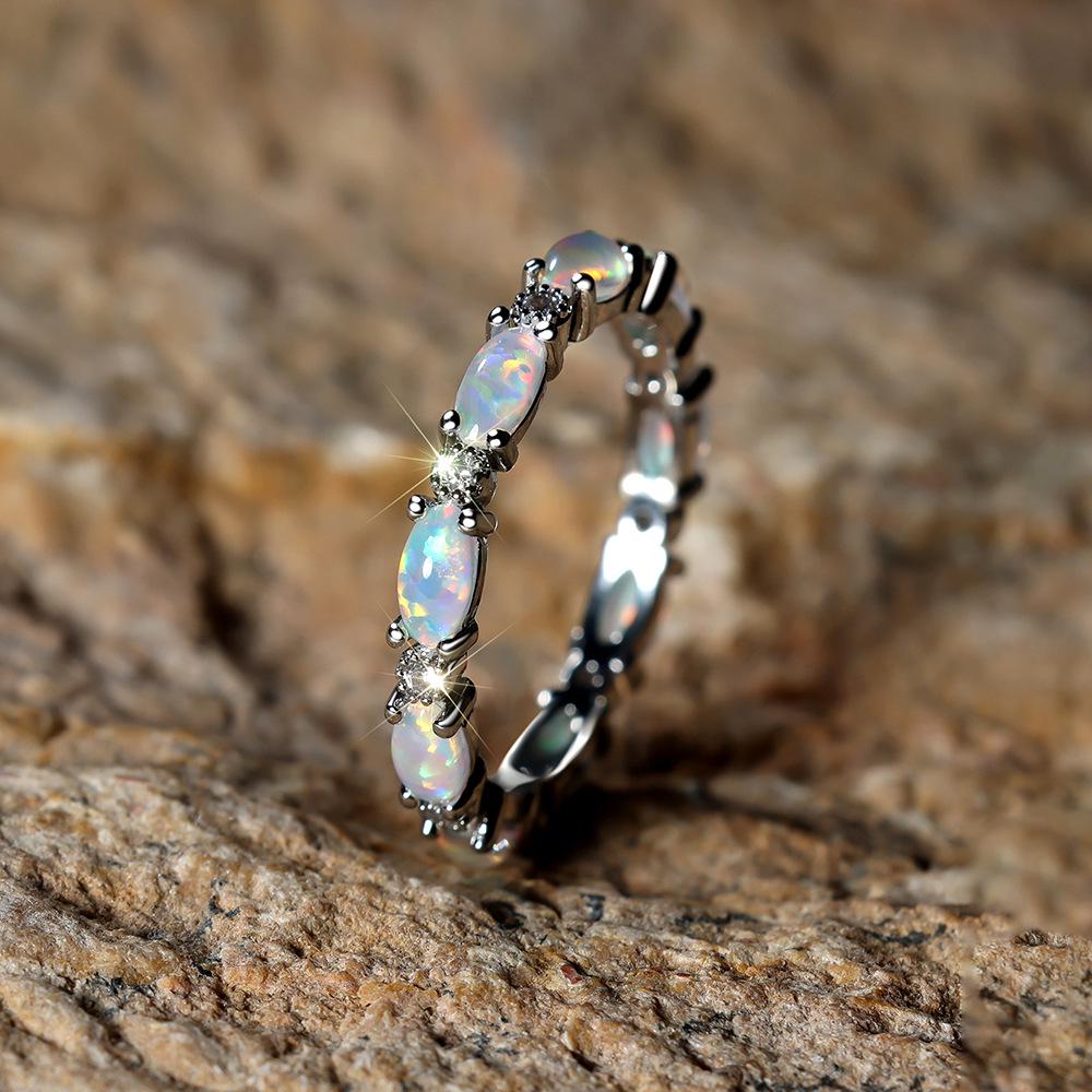 Platin Herz Voll Diamant Opal Ring
