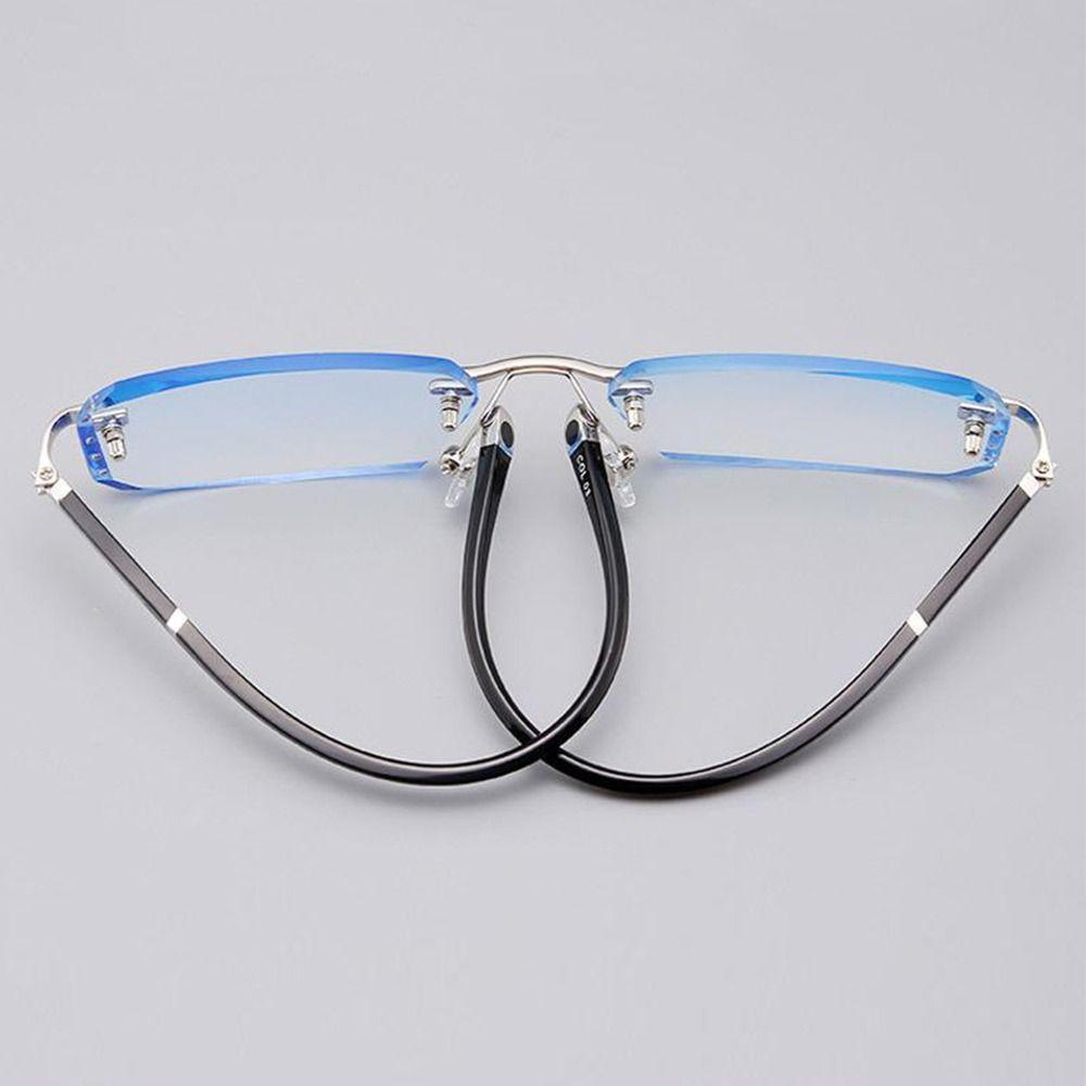 New Anti Blue Light Business Reading Glasses Rectangular Cut Edge Rimless Presbyopic Eyeglasses for Women   Reader Eyewear