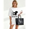Übergroßes T-Shirt Schwarz Ich liebe Dackel Hundeaufdruck Für Freizeitkleidung Und Alltagsoutfits