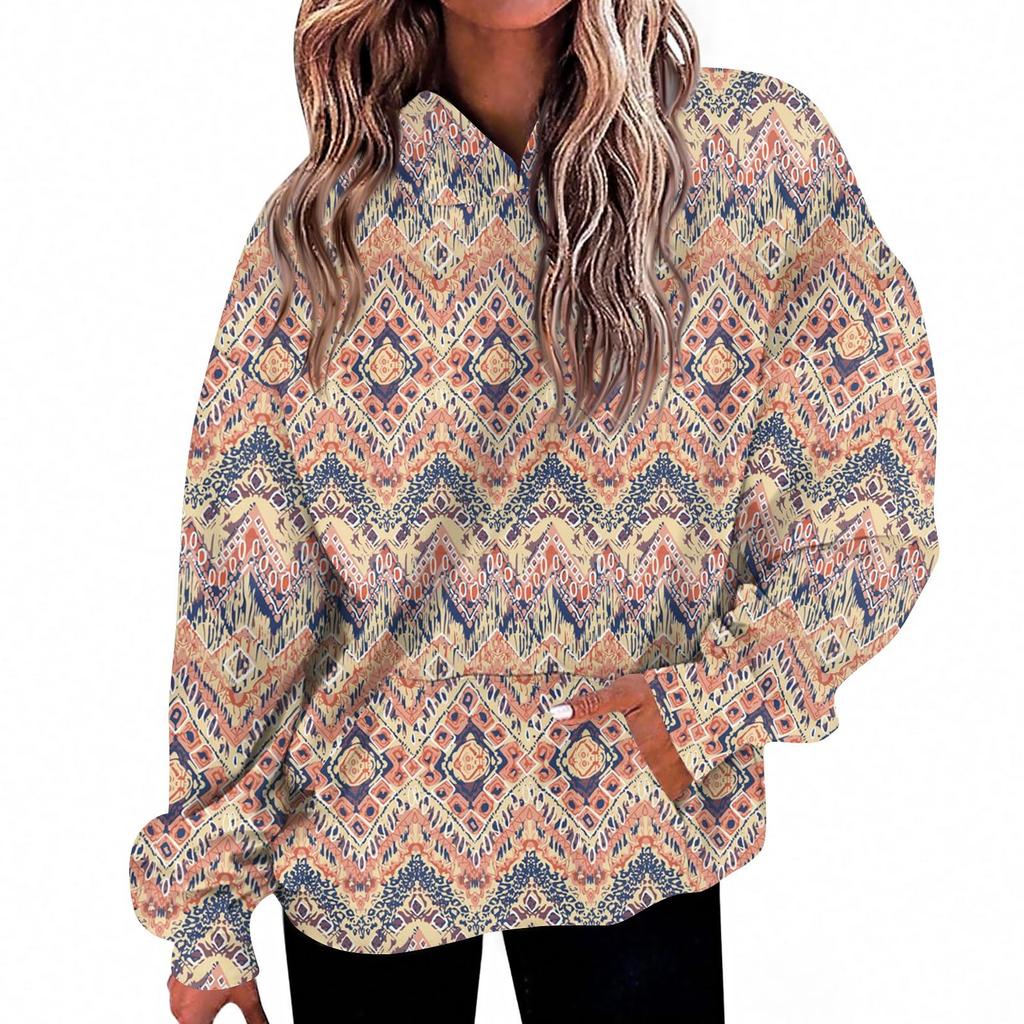 Women's Fashion Daily  Casual V-Neck Long Sleeve Printed Top