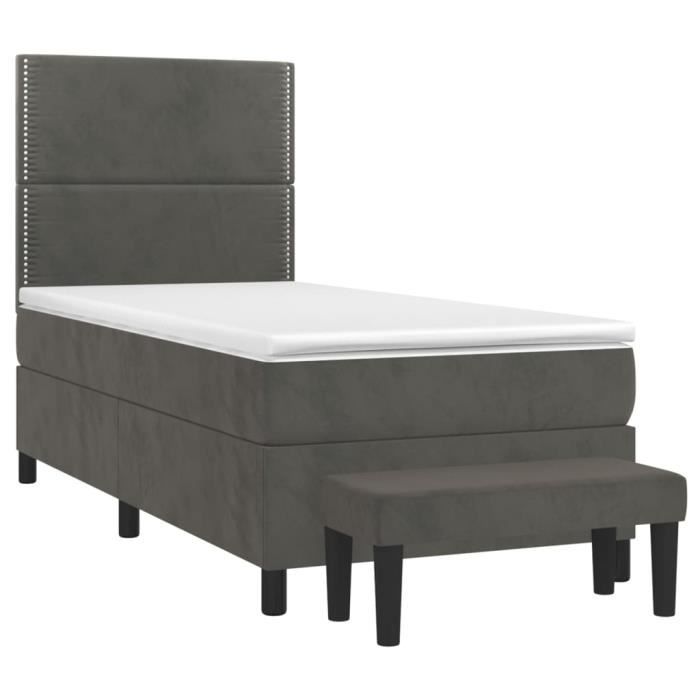 3137750 vidaXL Divan-lit Et Matelas Gris Foncé 80x200 Cm Velours