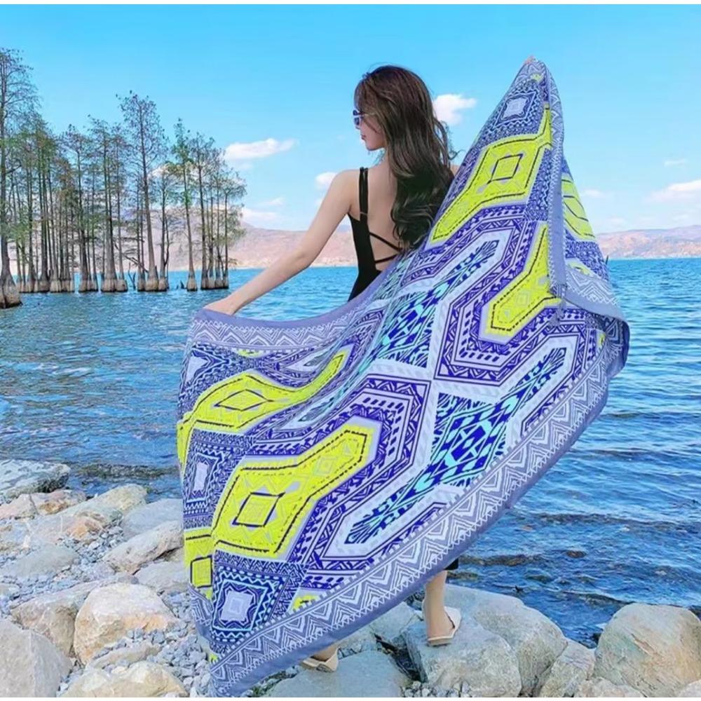 Chaka Salt Lake Great Northwest Tourism Ethnic Style Scarf Silk Scarf Women'S Summer Seaside Beach Shawl Sunscreen Thin