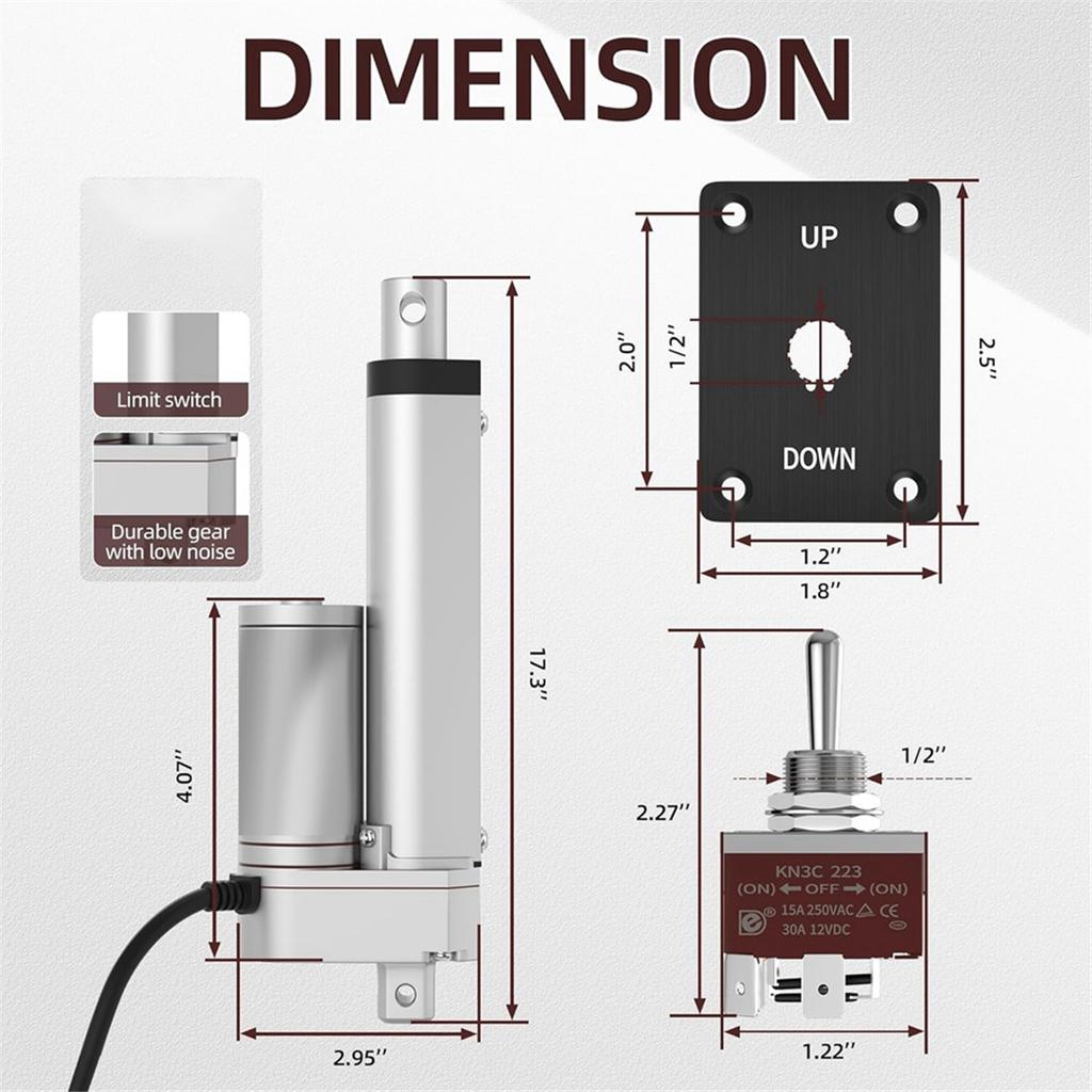 Linear Actuator 12V 330lb/1500N Heavy Duty 6inch Linear Motion Actuator High Speed 10mm/S Fast Electric Actuator IP54