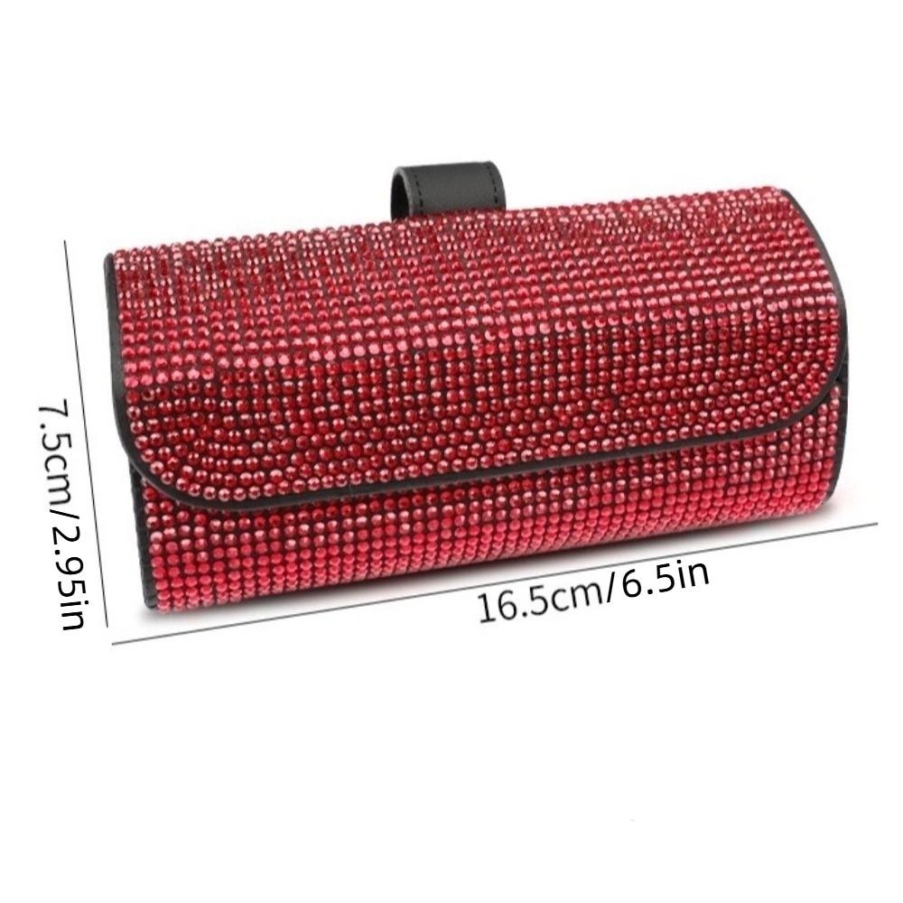 Rhinestone Sun Visor Glasses Case Bling Sunglasses Storage Box Car Eyeglasses Holder  Driving