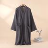 Unisex Pure Cotton Japanese Tie-Up Kimono Pajamas and Gauze Bathrobe for Homewear and Sauna