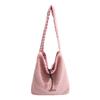 Gentle milk powder color wool bag fashionable shoulder messenger bag new plush double-sided bag premium bucket bag