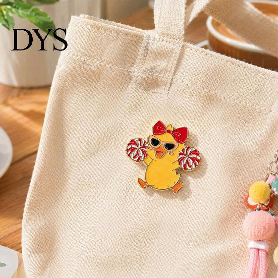 Daily Wear Brooch Enamel Technology Brooch, Cartoon Anime Cheerleading Duck Shape Pin, Small Vibrant Color Sturdy Pin for School Uniforms Bags