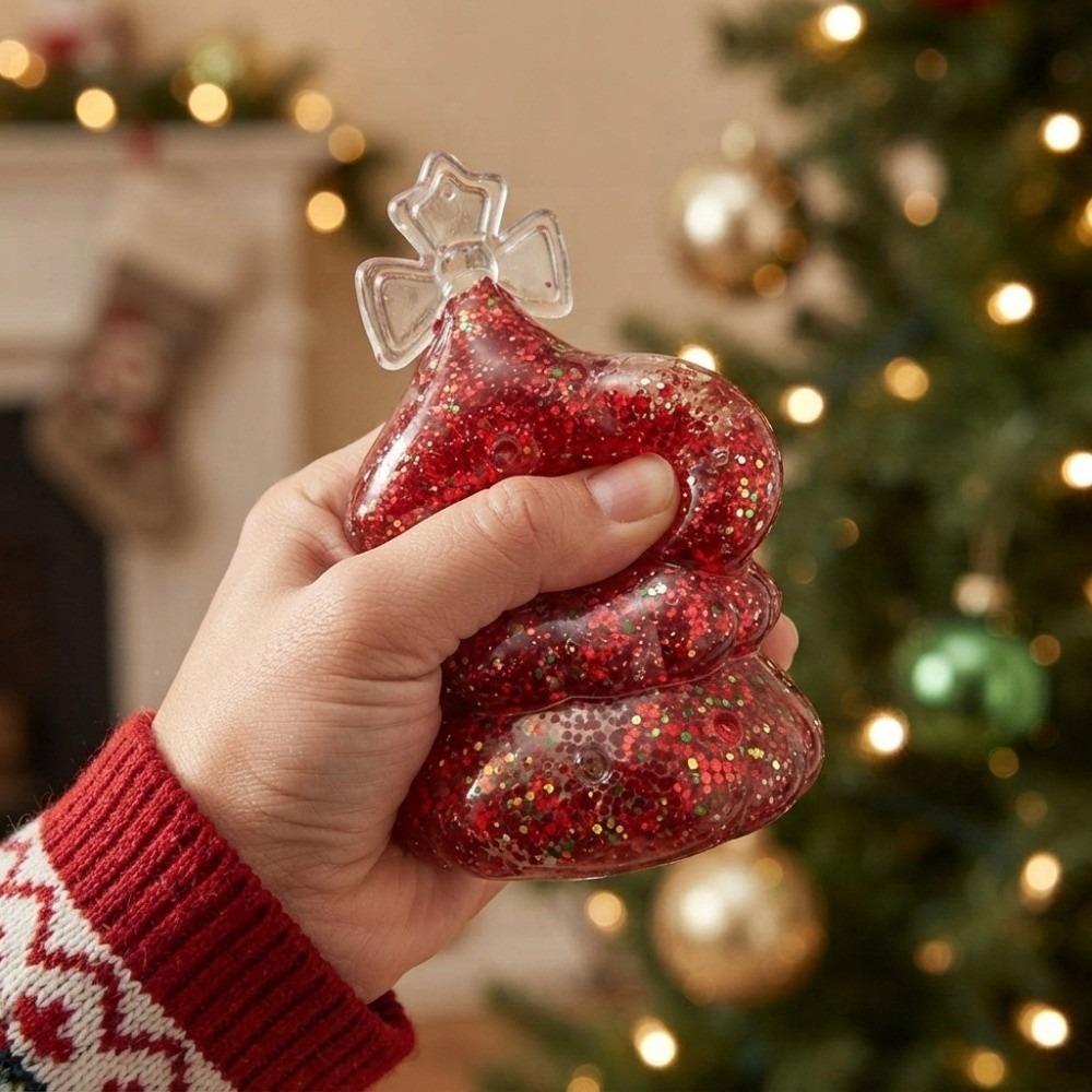 Christmas Tree/Santa Claus Shape Xmas Anti Stress Squeeze Toy With Sequins Sensory Toy Office