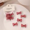 Red Plaid Bow Hair Clip & Tie Set - Gentle on Hair, Cute Jewelry