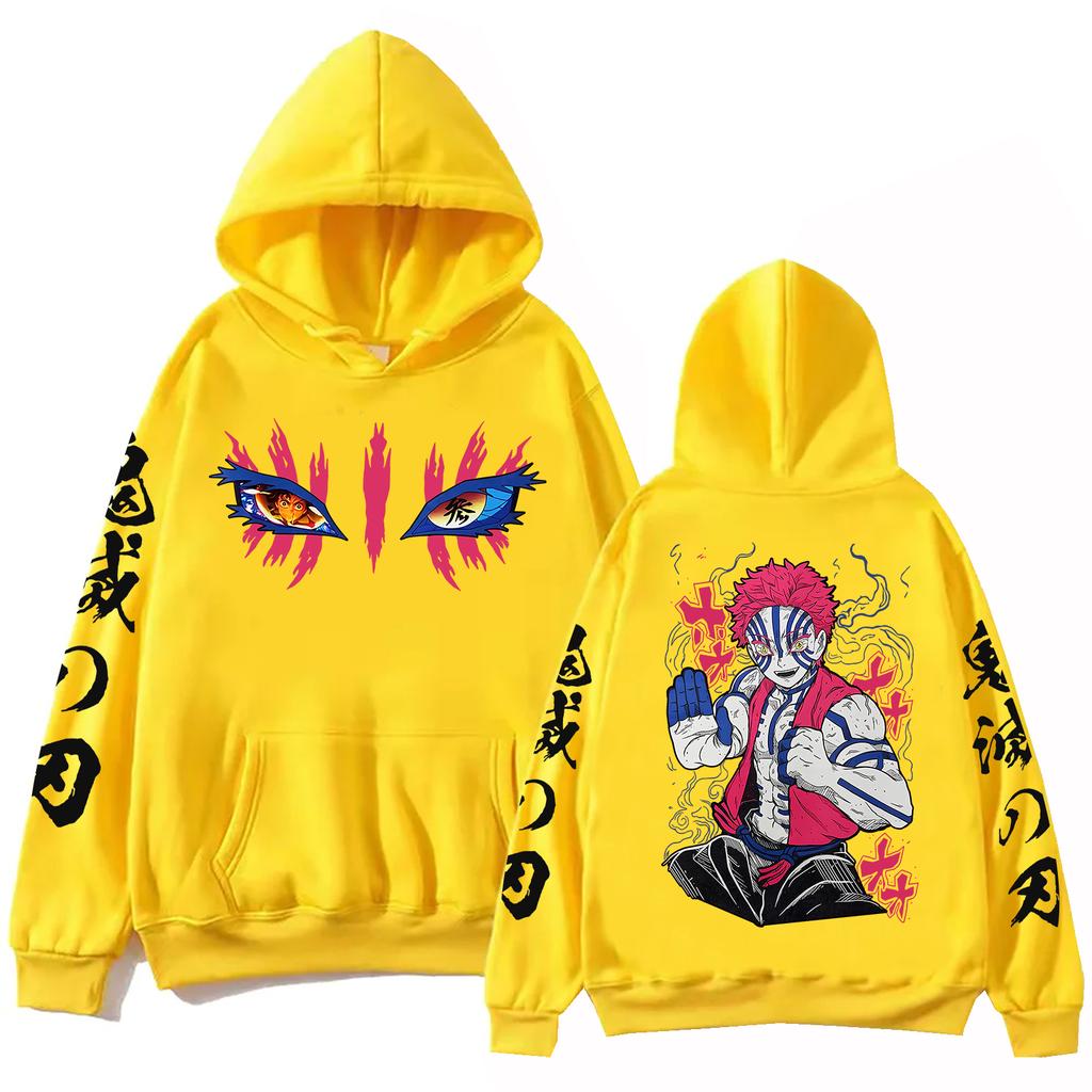 Anime Demon Slayer Infinity Castle Akaza Hoodie Men Women Harajuku Pullover Hoodie Y2k Clothes Tops