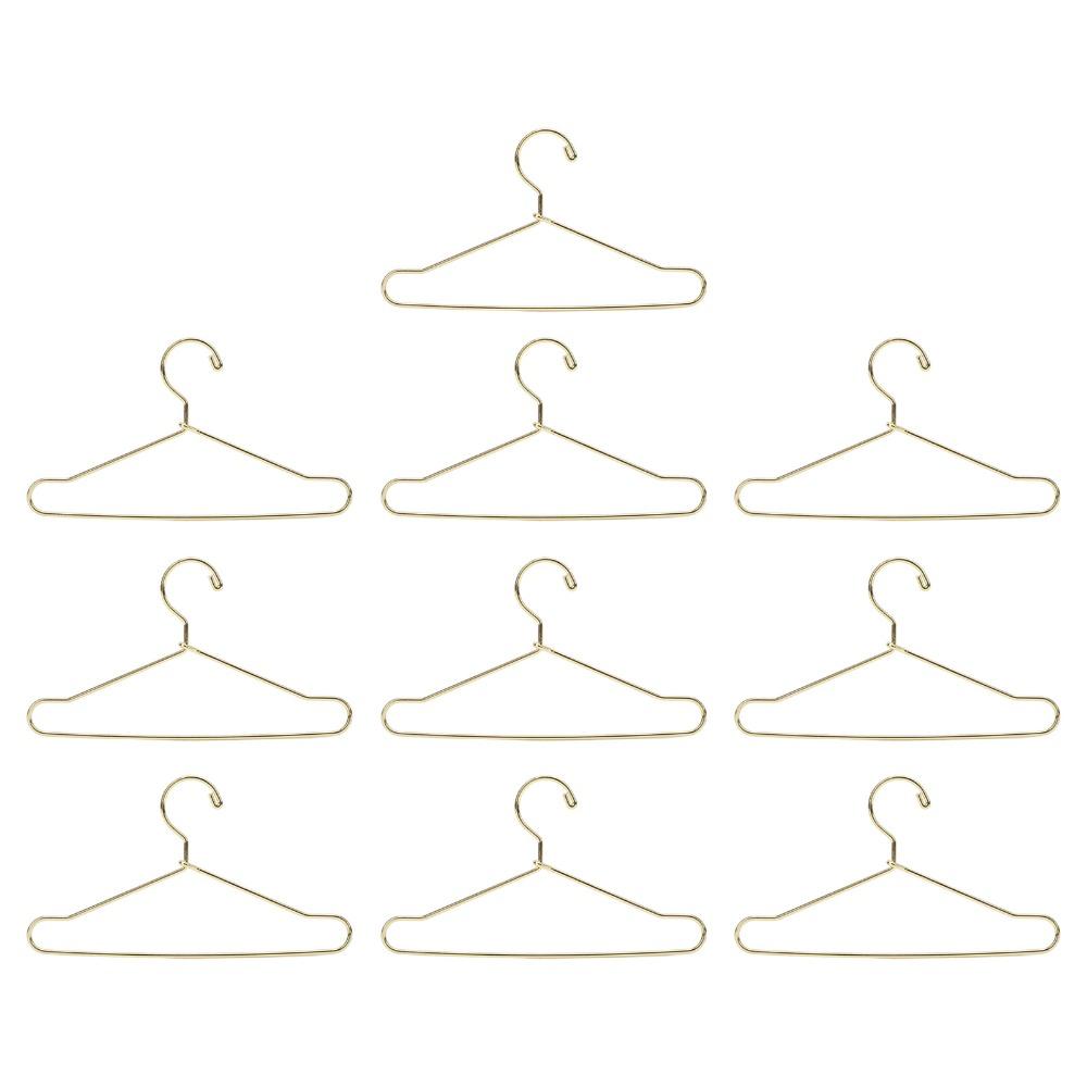 10pcs Rose Gold Doll House Clothes Hanger Stainless Steel Doll Garment Hanger For Dollhouse