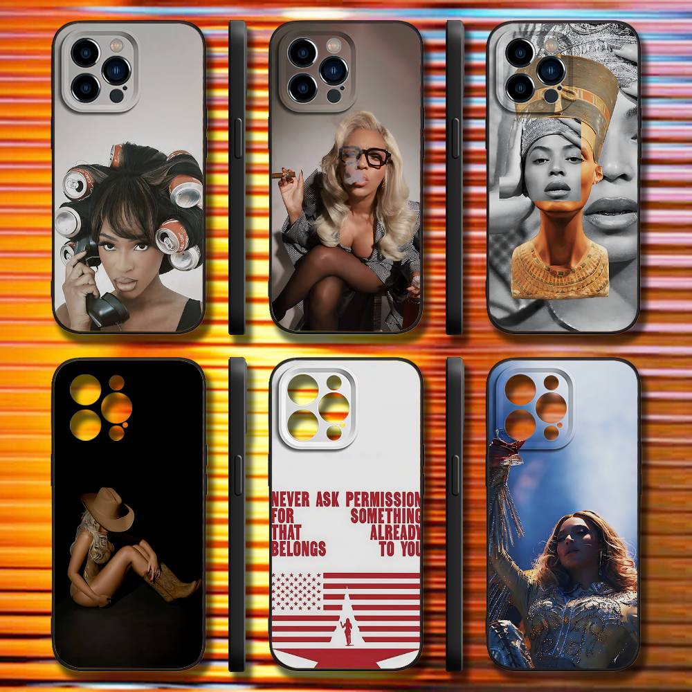 B-Beyonce Phone Case For iPhone 16,15,14,13,12,11,Pro,Max,Plus,X,XS,SE4,E,Mini,Soft Black Case