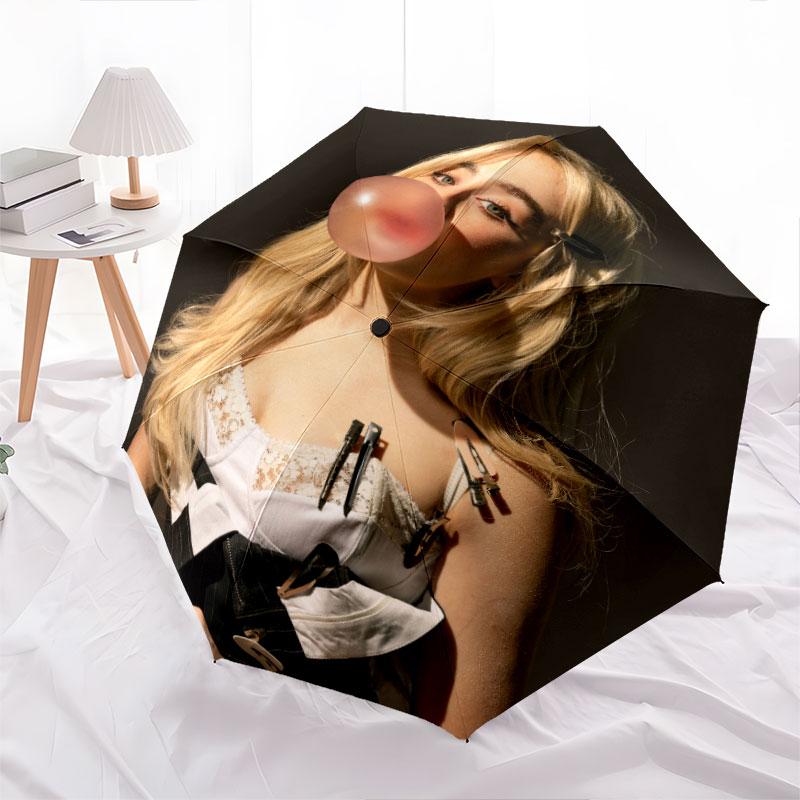 Sabrina Carpenter pattern, automatic folding umbrella, portable and foldable design, 8 ribs, a Christmas or birthday gift.