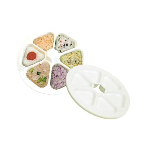 Fujipacks Hanbai (Made in Japan!) Onigiri Sennin (White) Onigiri Mold: Makes 6 Onigiri at a Time