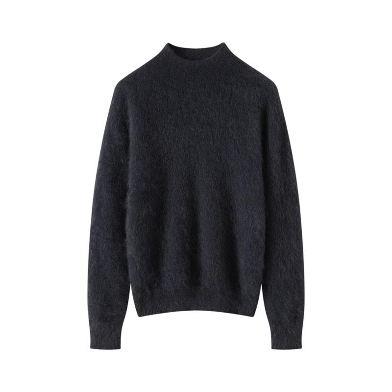 Women's Cashmere Half-High Neck Long Sleeve Sweater - Classic Loose Knit Top